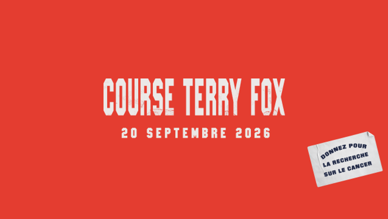 Affiche de la Course Terry Fox du 20 septembre 2026 au profit de la recherche sur le cancer.