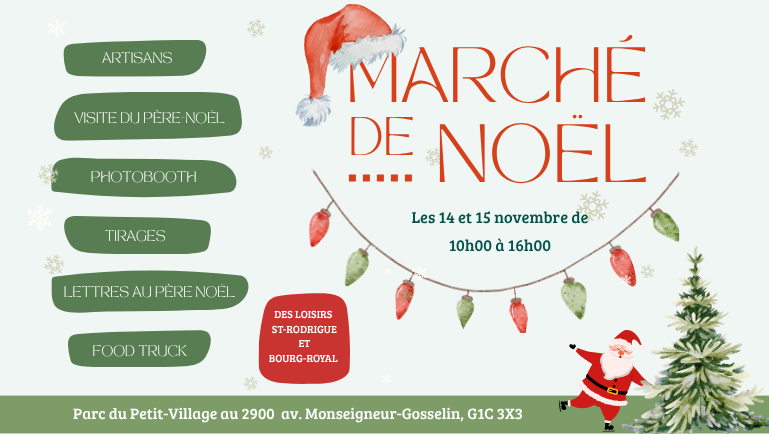 Marché de Noël 14 et 15 novembre 10 h à 16 h